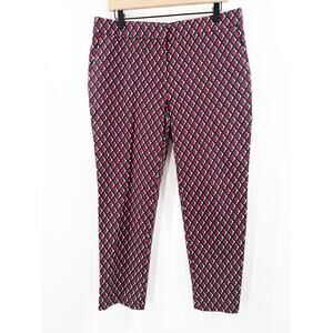 Ann Taylor Red and Blue Geometric Straight Leg Pants